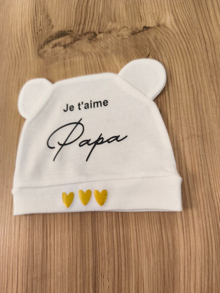 Bonnet bébé cadeau de naissance je t'aime papa