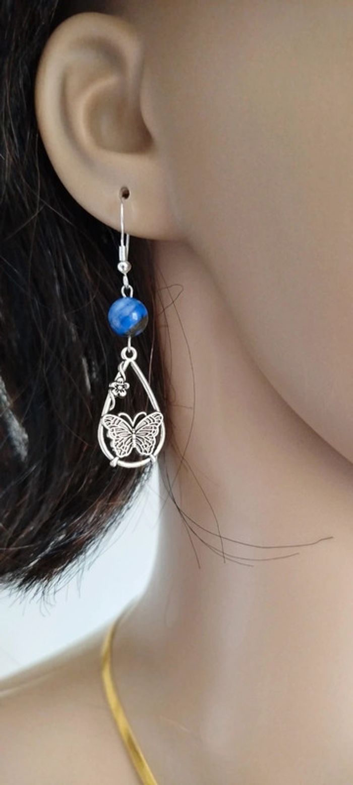 Boucles d'oreilles en Argent🦋Agate Impériale - photo numéro 4