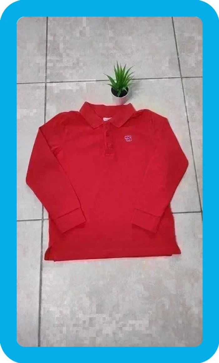 Polo manches longues rouge Okaïdi 5 ans | Très bon état