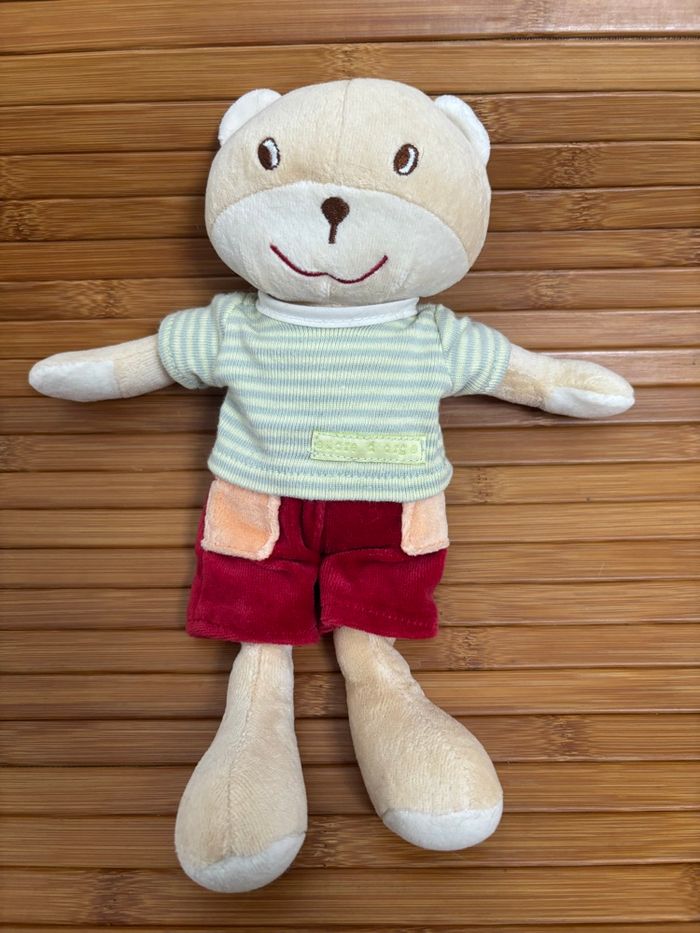 Doudou ours short rouge maillot vert sucre d orge - photo numéro 2