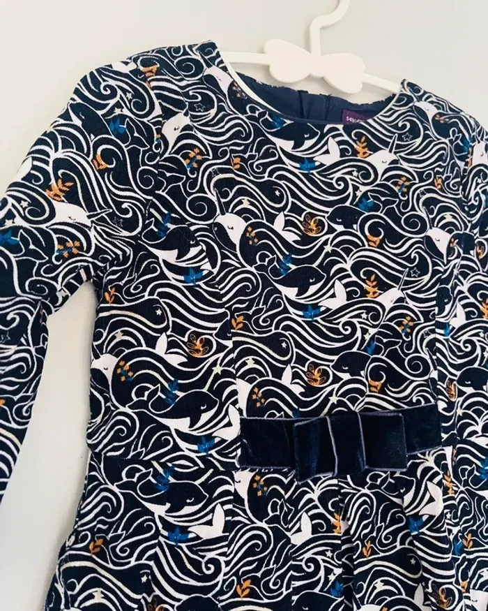 Robe en velours bleu marine à motif 3 ans - Sergent Major - photo numéro 2