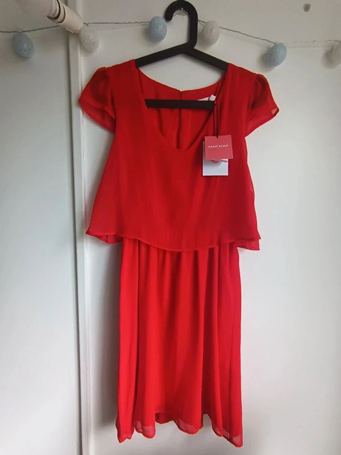 Robe rouge habillée pour cérémonie Naf Naf 38 Neuf avec étiquette - photo numéro 3