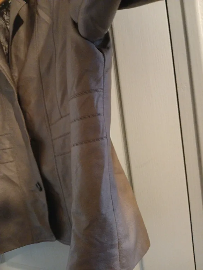 Blouson simili cuir chocolat - photo numéro 5