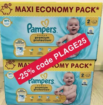 Deux cartons couche Pampers maxi economy taille 2 preuim
