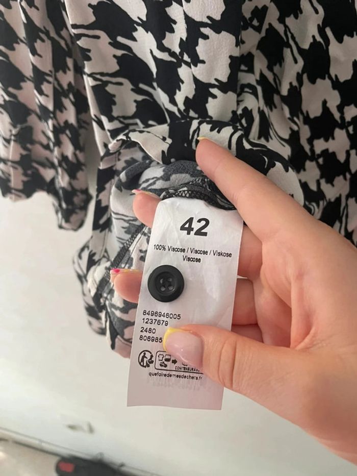 🤍 Joli Blazer Femme Grain de Malice - Motif Pied de Poule Noir & Blanc (Taille 42) 🖤 - photo numéro 6