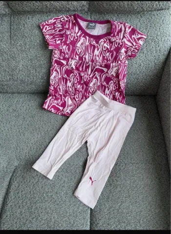 Ensemble t shirt tunique et legging rose Puma