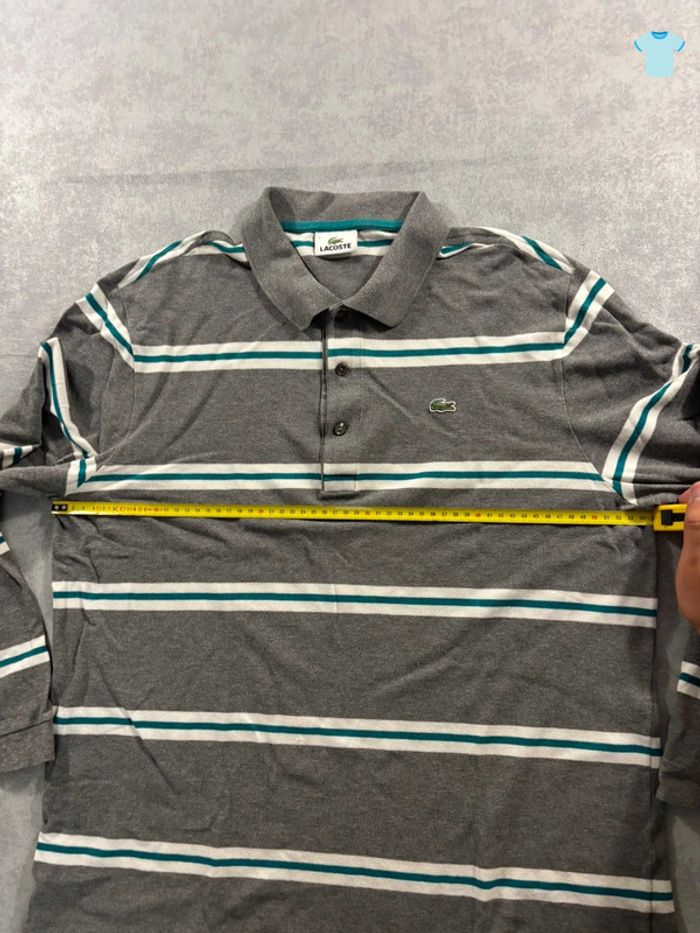 Polo Lacoste Manche longue Gris et vert Taille L - photo numéro 8