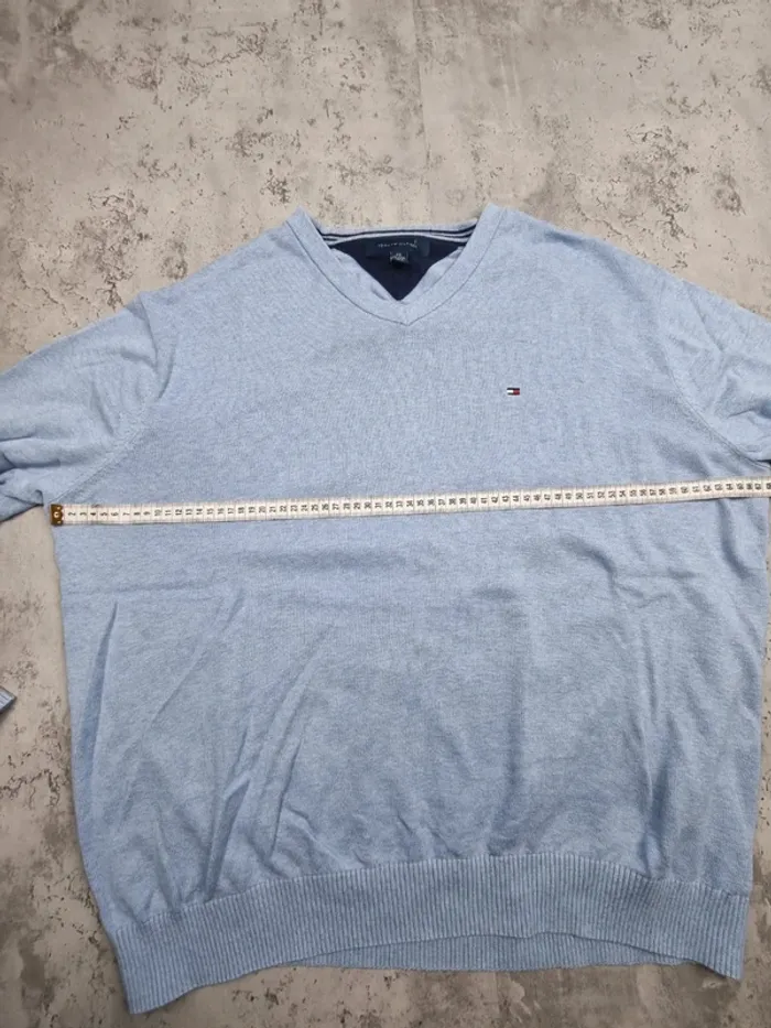 Pull col V Tommy Hilfiger bleu ciel – Taille XXL Homme - photo numéro 9