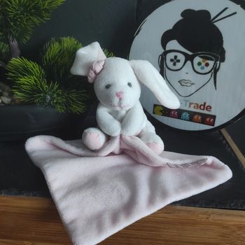 Doudou et compagnie lapin blanc rose noeud mouchoir Dc3337 Boîte Fleur #geektradedoudou