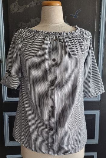 Blouse rayé manches ¾ retroussable 38-40