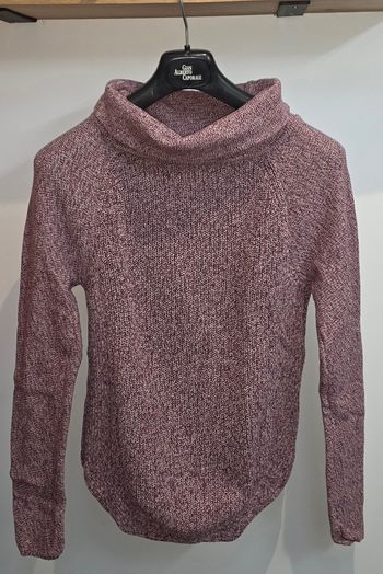 Pull long col roulé rose/bordeaux XS