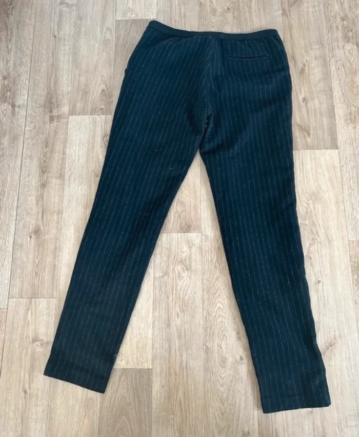 Inès de la Fressange, by Uniqlo pantalon rayé noir en laine, femme, taille 38 - photo numéro 3
