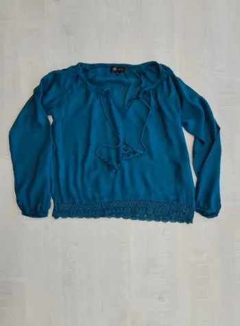Blouse bohème bleue - YFL Reserved - taille 34 - crochet - fluide - printemps été