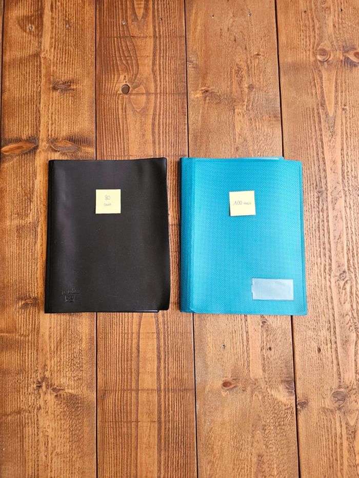 Lot de 2 grands porte vues documents souples 80 et 100 vues