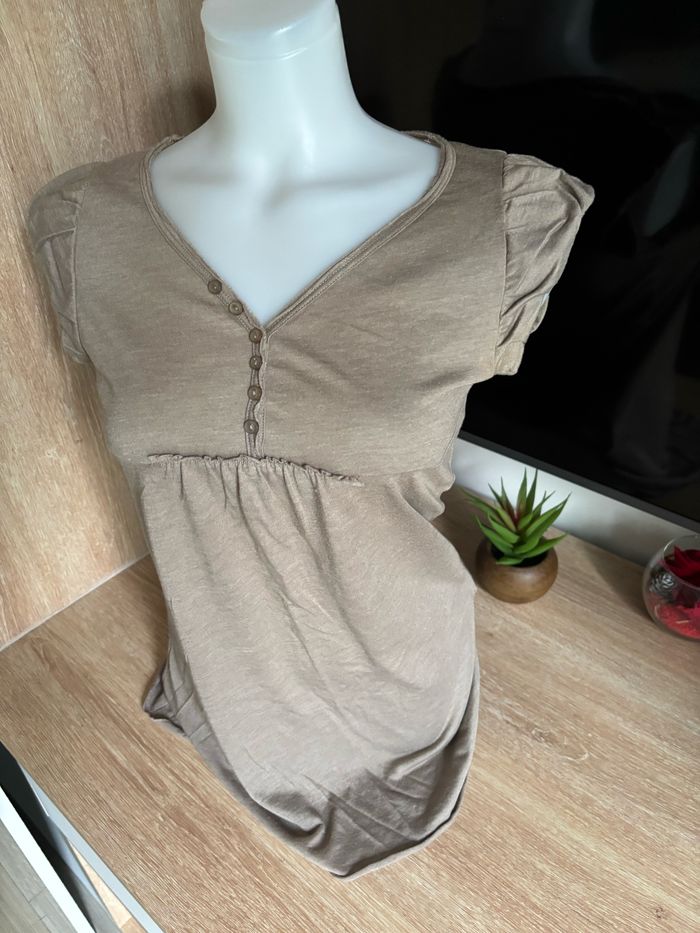 Haut manche courte marron cache cache taille S - photo numéro 2