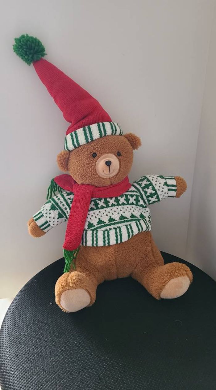 doudou ours motif noël - photo numéro 3