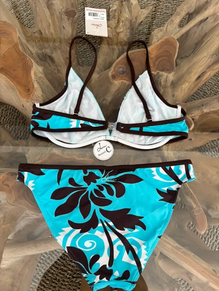 Maillot de bain 2 pièces Livia bleu marron - photo numéro 2