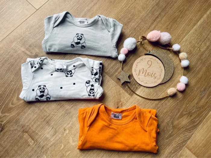 Lot de 3 bodies manches longues - 9 mois