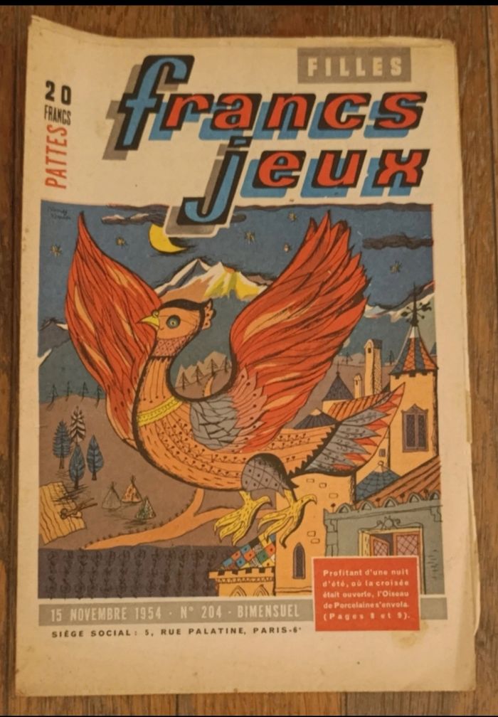 Ancien journal Francs jeux Filles N°204 1954 vintage