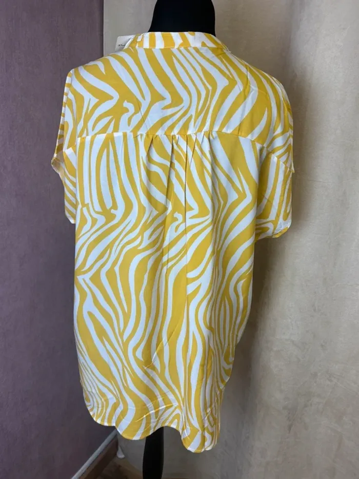 top femme chemise femme blouse femme neuf jaune et blanc taille 42 taille 44 - photo numéro 5