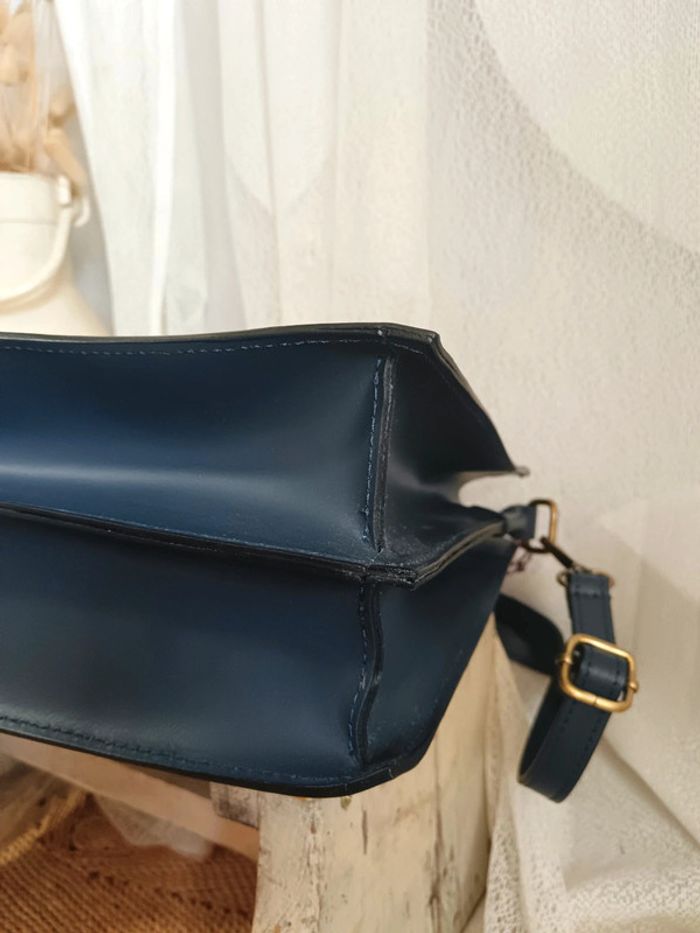 Maison Héritage | Sac cuir lisse bleu marine - photo numéro 7