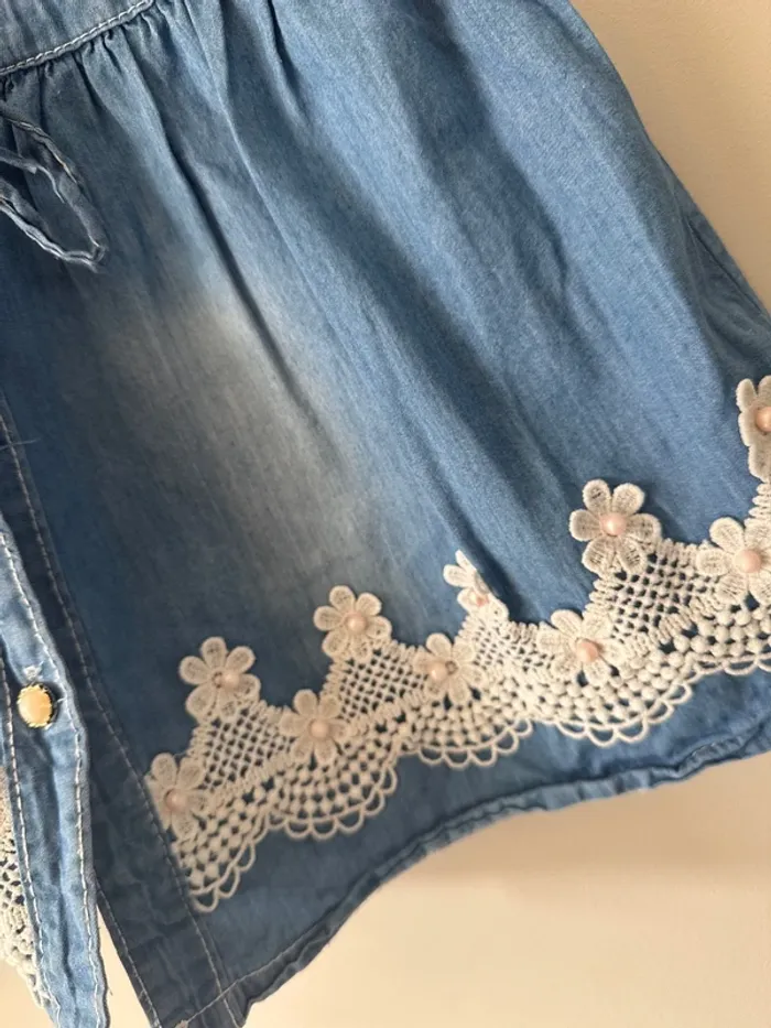 👗 robe effet jeans avec perle - bébé fille - 24 mois - très bon état - pretty baby - photo numéro 6