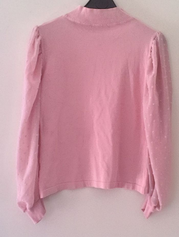 Haut rose femme taille L Laetitia Mem Manches longues Col montant Très bon état Chic et féminin - photo numéro 5