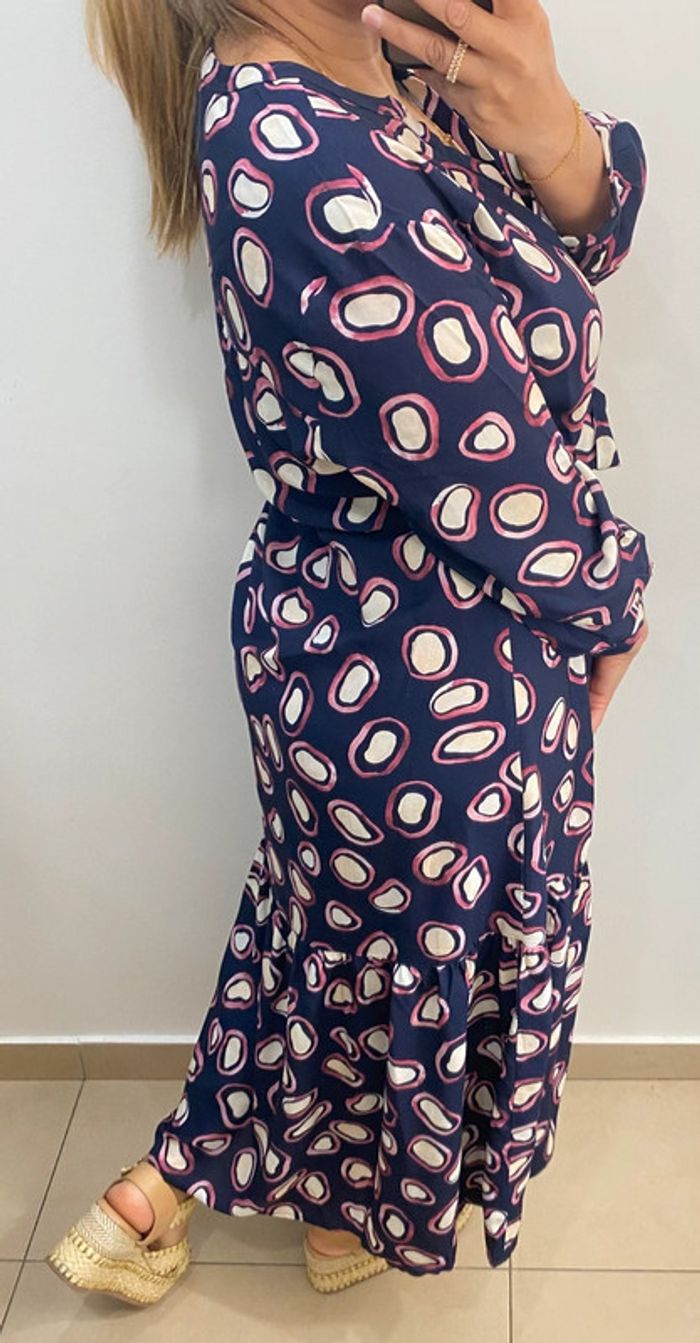 Jolie Robe Longue Imprimée Avec Ceinture Taille L - photo numéro 7