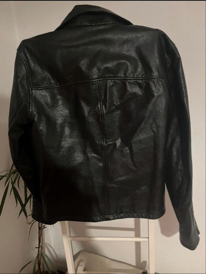 Blouson en cuir noir – Style biker, excellent état ! - photo numéro 2