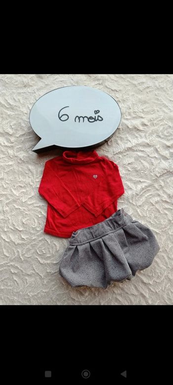 Ensemble (sous pull col roulé + robe boule) Fille 6 mois étoile lune Obaïbi