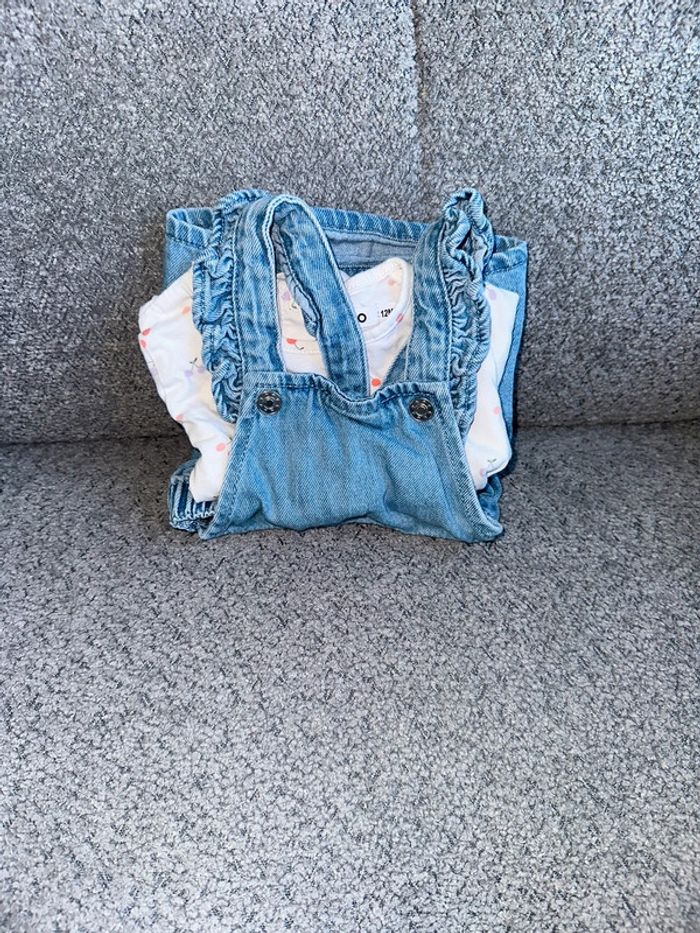 Ensemble Robe en jean + t shirt manches longues cerises Gémo - photo numéro 2