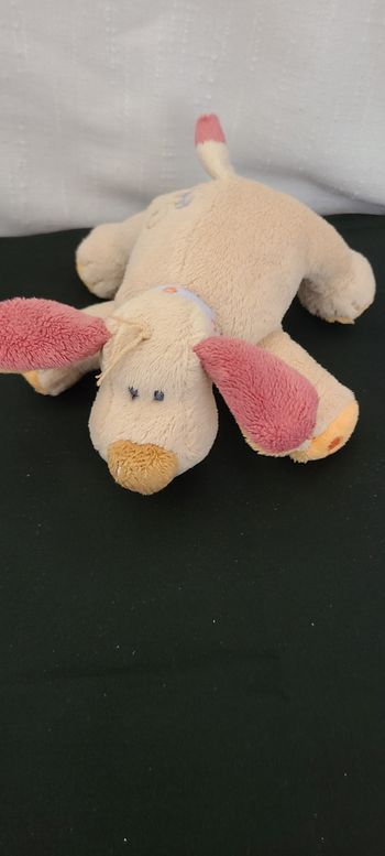 Peluche Bo chien NATTOU beige rouge