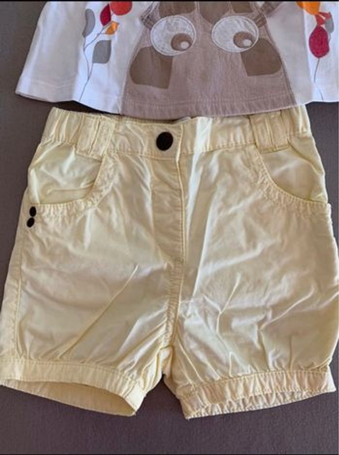 Ensemble t-shirt (Dpam) et short boule (kinouss) en 9 mois - photo numéro 3