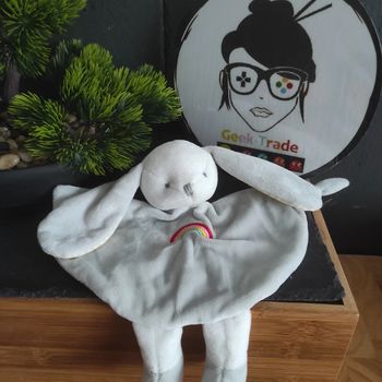 Doudou Âne Coquard  Arc En Ciel Gris Blanc tomkids Tom Kiddy  #geektradedoudou