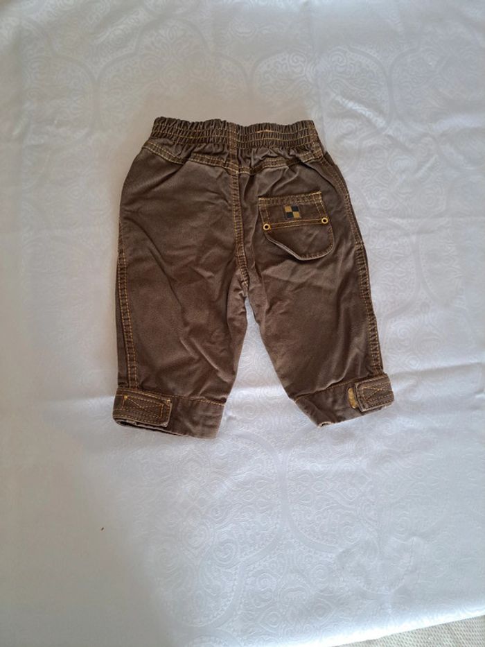 Joli pantalon marron et jaune 6 mois 100% coton - photo numéro 3