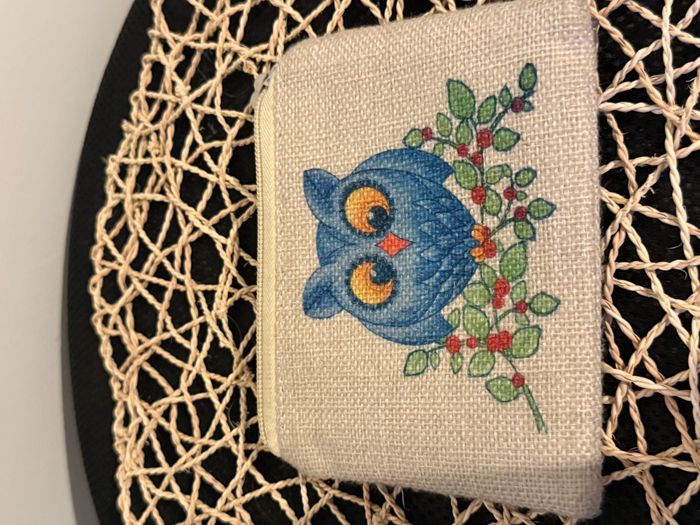 porte monnaie toile motif chouette hiboux - photo numéro 2