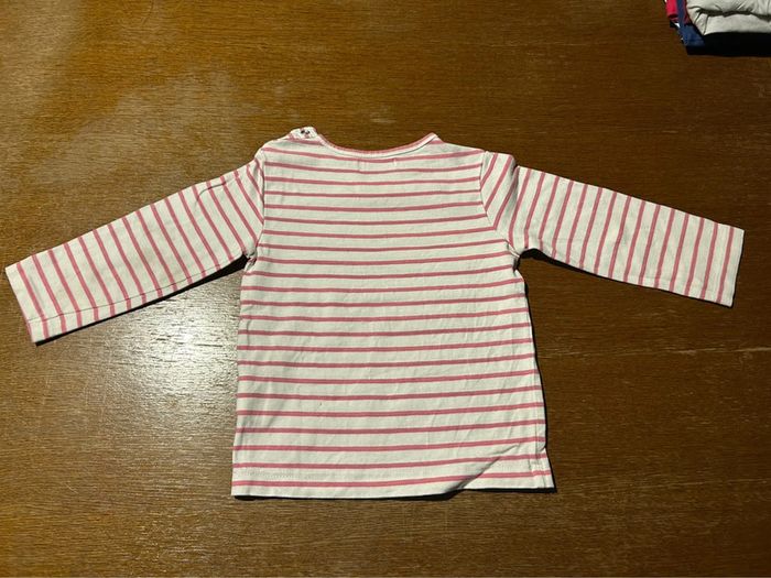 T-shirt manche longue rayé blanc et rose - photo numéro 3