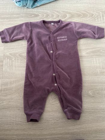 Pyjama naissance fermeture devant violet