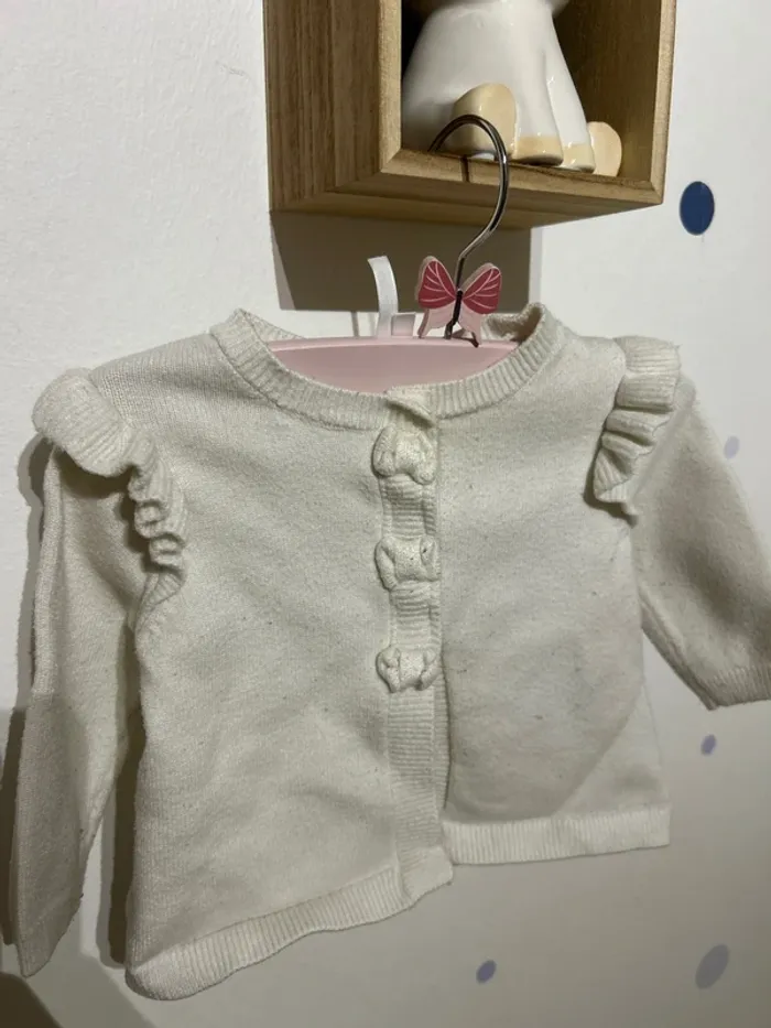 Petit gilet blanc à volants 3 mois orchestra - photo numéro 2