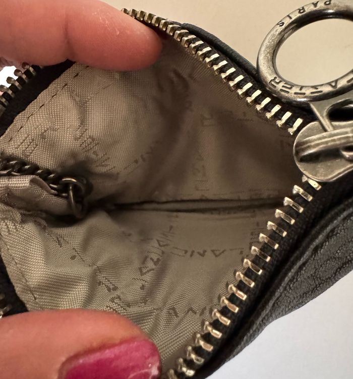 Porte monnaie noir et argenté Lancaster en cuir avec anneau - photo numéro 7