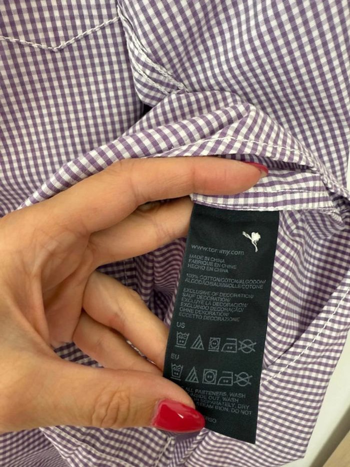Chemise Hilfiger Denim homme à carreaux mauves taille large en parfait état - photo numéro 4
