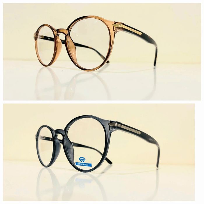 Lot de deux lunettes de repos mixte anti lumière bleu marron miel et gris transparent taille moyenne