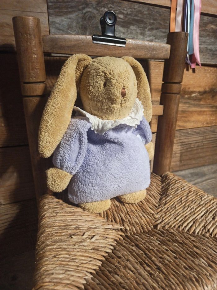 Peluche lapin trousselier musical mauve tbe - photo numéro 2
