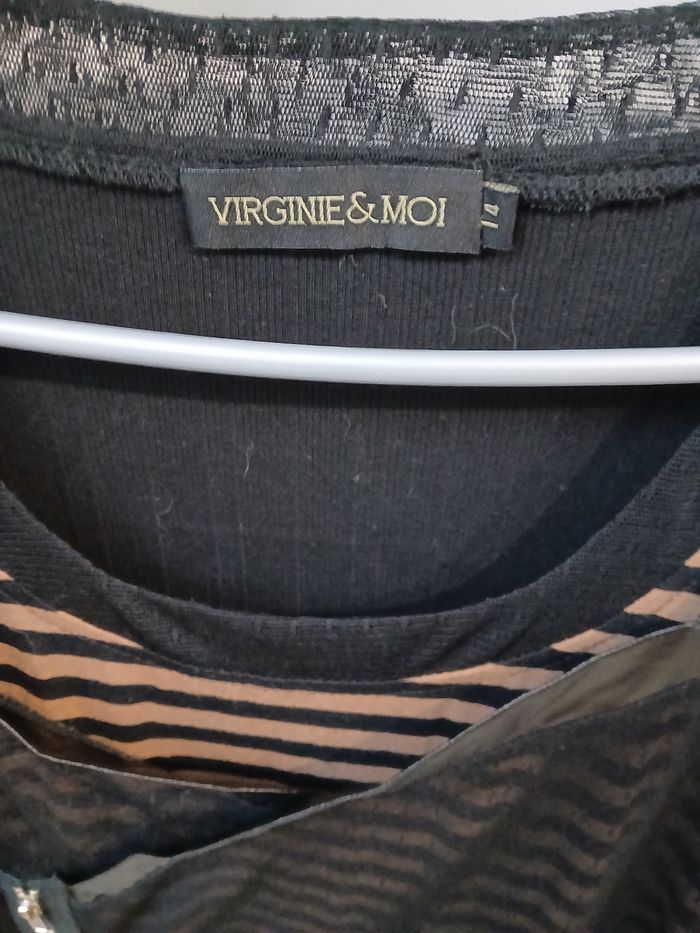 Robe  noire à rayures marron - photo numéro 3