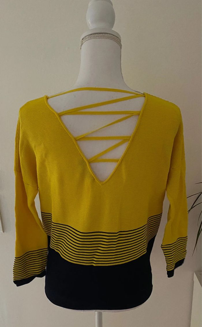 Morgan Pull Maille Jaune & Noir Taille 36/S - photo numéro 4