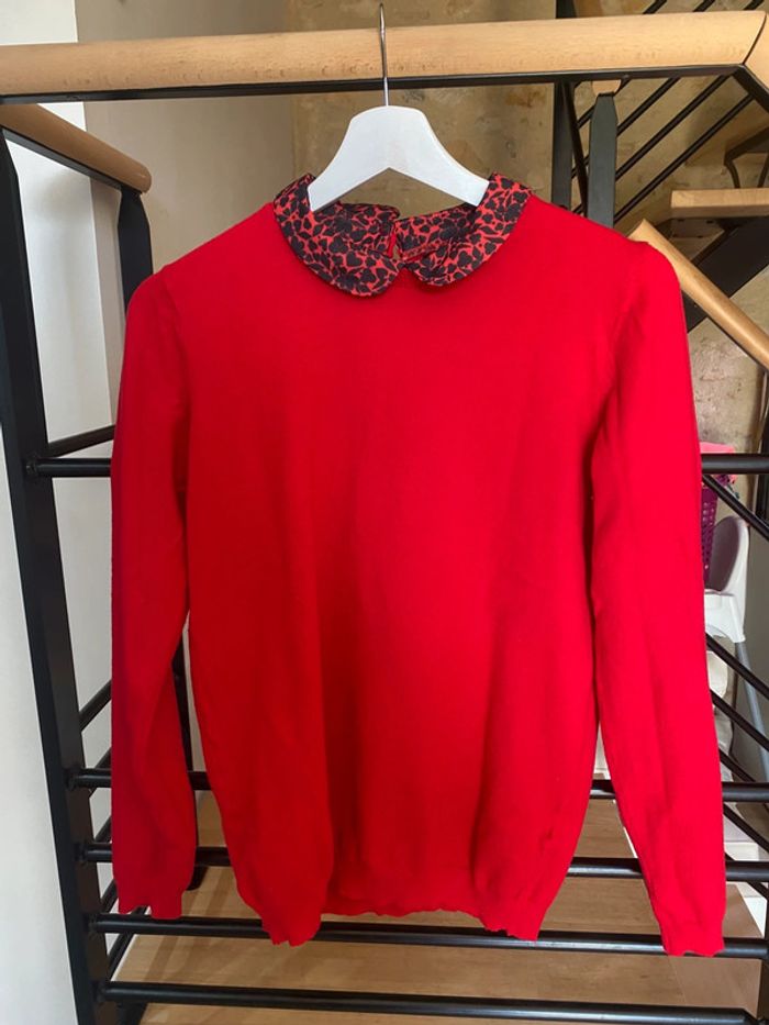 Pull léger rouge col Claudine