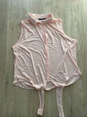 Blouse rose pale à petits pois taille XL neuf