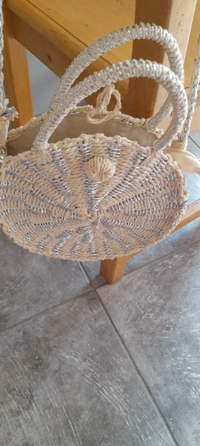 Sac bohème chic en paille/osier détails argentés - photo numéro 3