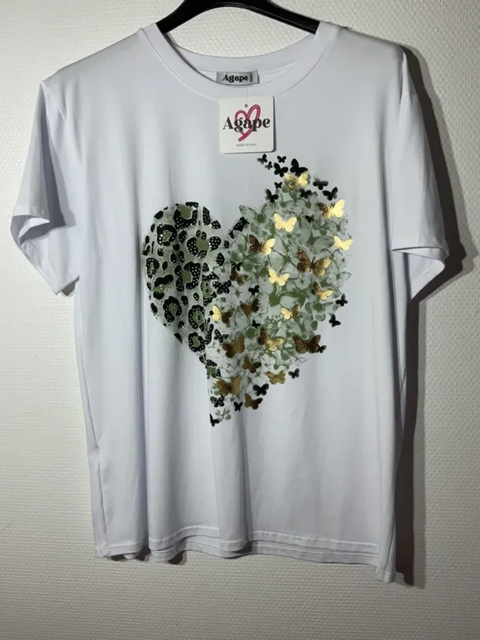 T-shirt « cœur » femme taille unique. (38-44)- agape- neuf avec étiquette