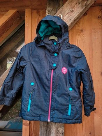 Anorak de ski chaud Lued'ze gris/bleu, à capuche, 8 ans,beau et fonctionnel